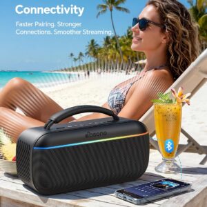 dbsono Portable Bluetooth Speaker Wireless: 100W(Peak) SoundPulse 2.0 with BassBoost, Waterproof Loud Party Speakers, Unlimited Pairing, TWS for Outdoor/Indoor, Beach Vacation Essential, Black - Image 8