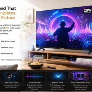 NIKAI 43 Inch QLED Smart TV Full HD 1080p | Android 14 | Built-in WiFi | Frameless Ultra Slim Design | 1GB RAM 8GB Storage | YouTube, Facebook, Web Browser | HDMI & USB | 20W Audio - NTV43QSLED - Image 6
