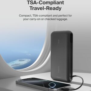 Click to see full view Belkin Portable Charger, Power Bank with Integrated Cable 20K PD 30W - Fast Charging USB-C Power Delivery, Portable Charger for iPhone 17 Series, iPad Pro, Galaxy S25 Series, and More - Black - Image 5