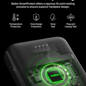 Click to see full view Belkin Portable Charger, Power Bank with Integrated Cable 20K PD 30W - Fast Charging USB-C Power Delivery, Portable Charger for iPhone 17 Series, iPad Pro, Galaxy S25 Series, and More - Black - Image 9