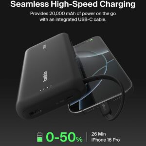Click to see full view Belkin Portable Charger, Power Bank with Integrated Cable 20K PD 30W - Fast Charging USB-C Power Delivery, Portable Charger for iPhone 17 Series, iPad Pro, Galaxy S25 Series, and More - Black - Image 10