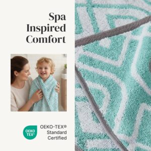 Modern Threads 6 Piece Bath Towel Set – Bathroom Set with 2 Bath Towels, 2 Hand Towels, and 2 Wash Cloths – 100% Cotton, Super Absorbent & Extra Soft – Reversible Classic Diamond (Aqua) - Image 4