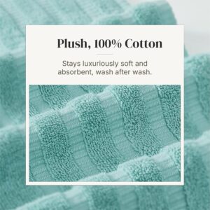 Modern Threads 6 Piece Bath Towel Set – Bathroom Set with 2 Bath Towels, 2 Hand Towels, and 2 Wash Cloths – 100% Cotton, Super Absorbent & Extra Soft – Reversible Classic Diamond (Aqua) - Image 5