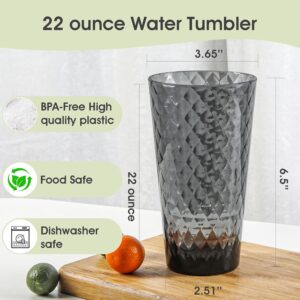BPA-Free Plastic Tumblers 8 Pack (8x22oz) | Reusable Dishwasher Safe | Stackable Shatterproof Cups | Plastic Drinkware & Drinking Tumblers for Restaurant, Home, Party - Image 3