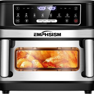 Emphsism 12QT Large Dual Zone Air Fryer with Divider, Match Cook & Smart Finish, Air Fry/Roast/Bake/Toast/Dehydrate/Reheat/Keep Warm/Preheat, Nonstick Dishwasher-Safe Basket, Digital Touchscreen - Image 8