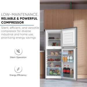 Nikai 190L Gross/138L Net, Double Door Refrigerator with Vegetable Crisper & Adjustable Glass Shelves, Defrosting & Temperature Control, Ideal for Kitchen, Bedroom, Office & Hotels - NRF190DN4S Silver - Image 4
