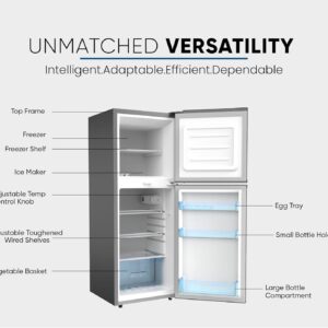 Nikai 190L Gross/138L Net, Double Door Refrigerator with Vegetable Crisper & Adjustable Glass Shelves, Defrosting & Temperature Control, Ideal for Kitchen, Bedroom, Office & Hotels - NRF190DN4S Silver - Image 6