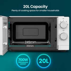 Hisense 20 Liters Solo Microwave Oven for Kitchen, 700W, Compact Design, 5 Power Levels to Support Cooking Options as Defrost, Food Heating, H20MOWS14- (Simplified Control) - Image 5