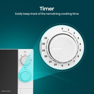 Hisense 20 Liters Solo Microwave Oven for Kitchen, 700W, Compact Design, 5 Power Levels to Support Cooking Options as Defrost, Food Heating, H20MOWS14- (Simplified Control) - Image 9