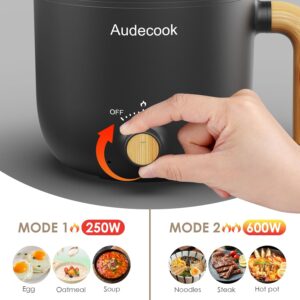 Audecook Electric Hot Pot with Steamer, 1.5L Portable Rapid Mini Cooker, Multifunctional Non-Stick Electric Skillet for Stir Fry/Stew/Steam (black) - Image 4