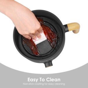 Audecook Electric Hot Pot with Steamer, 1.5L Portable Rapid Mini Cooker, Multifunctional Non-Stick Electric Skillet for Stir Fry/Stew/Steam (black) - Image 5
