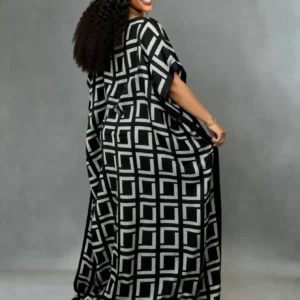 Elegant Plus Size Silk Middle Eastern Kaftan Dress with Scarf African Print Robe 2 Piece Set Women Fashion - Image 3