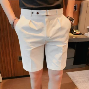 4 Color Summer British Style Suit Shorts 2023 Men Naples Business Casual Slim Fit Short Pant Fashion Slim Fit Solid Color Pants - Image 3