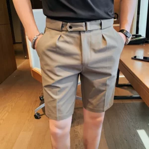 4 Color Summer British Style Suit Shorts 2023 Men Naples Business Casual Slim Fit Short Pant Fashion Slim Fit Solid Color Pants - Image 4