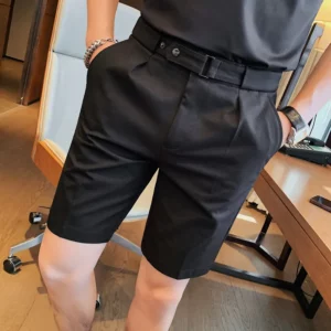 4 Color Summer British Style Suit Shorts 2023 Men Naples Business Casual Slim Fit Short Pant Fashion Slim Fit Solid Color Pants - Image 5