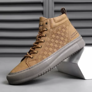 New High-Top Lace-Up Men's Shoes, Bubuk Fashionable Casual Sneakers, Versatile Men's Casual Sports Shoes, Everyday Casual Work Shoes, Outdoor Walking Shoes, Lace-Up Casual Men's Shoes - Image 2