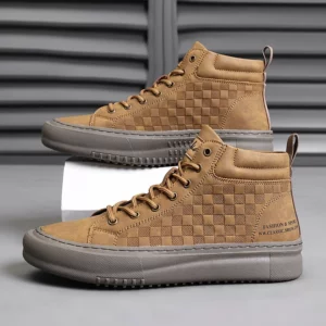 New High-Top Lace-Up Men's Shoes, Bubuk Fashionable Casual Sneakers, Versatile Men's Casual Sports Shoes, Everyday Casual Work Shoes, Outdoor Walking Shoes, Lace-Up Casual Men's Shoes - Image 4