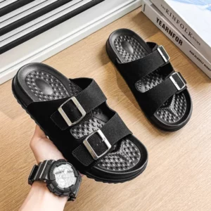 Summer Genuine Suede Leather Slippers Men Exclusive Adjustable Arch Support Mule Shoes Classic Cork Insole Big Size 39-45 - Image 4