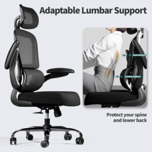 TRALT Office Chair Ergonomic Desk Chair, 330 LBS Home Mesh Office Desk Chairs with Wheels, Comfortable Gaming Chairs (Black) - Image 6