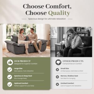 55" Convertible Corduroy Sofa Bed, Boneless Foldable Loveseat Sleeper Couch, Compressed Foam Floor Sofa with Removable Cushions & Pillows for Small Space Living Room - Image 5