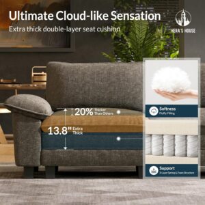 HERA'S HOUSE 158" Oversized Modular Sectional Sofa, Comfy U Shaped Couches for Living Room, Cloud Couch with Ottoman, 6-Seater Deep Seat Sofa with Throw Pillow, Chenille Ash - Image 6