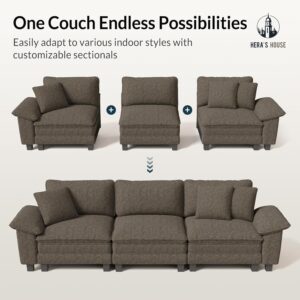 HERA'S HOUSE 158" Oversized Modular Sectional Sofa, Comfy U Shaped Couches for Living Room, Cloud Couch with Ottoman, 6-Seater Deep Seat Sofa with Throw Pillow, Chenille Ash - Image 7