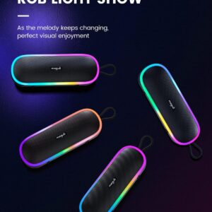 MEGUO Bluetooth Speaker 20W Loud Wireless Speakers with RGB Lights, Portable Speaker, IPX7 Waterproof, Bluetooth 5.3, Microphone Input, 20H Playtime, Outdoor for Party Camping BBQ - Image 3