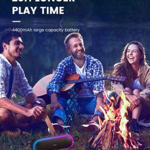MEGUO Bluetooth Speaker 20W Loud Wireless Speakers with RGB Lights, Portable Speaker, IPX7 Waterproof, Bluetooth 5.3, Microphone Input, 20H Playtime, Outdoor for Party Camping BBQ - Image 4