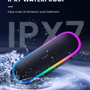 MEGUO Bluetooth Speaker 20W Loud Wireless Speakers with RGB Lights, Portable Speaker, IPX7 Waterproof, Bluetooth 5.3, Microphone Input, 20H Playtime, Outdoor for Party Camping BBQ - Image 5