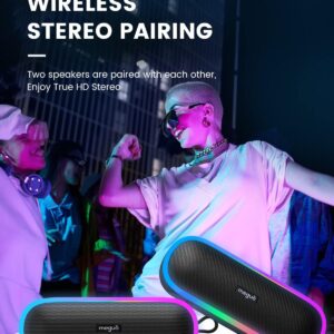 MEGUO Bluetooth Speaker 20W Loud Wireless Speakers with RGB Lights, Portable Speaker, IPX7 Waterproof, Bluetooth 5.3, Microphone Input, 20H Playtime, Outdoor for Party Camping BBQ - Image 7