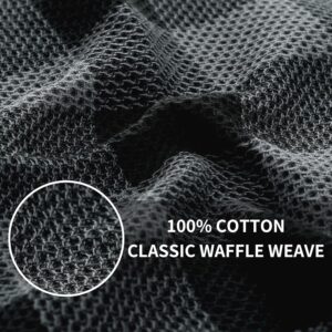 Homaxy Kitchen Towels and Dishcloths Set, 12 x 12 and 13 x 28 Inches, Set of 8 100% Cotton Waffle Weave Check Plaid Kitchen Dish Towels, Super Soft and Absorbent Dish Cloths, Black & Grey - Image 4