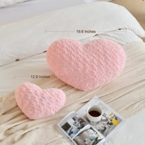 Heart Pillow, Soft Heart Shaped Pillow with Room Decorative Throw Pillows for Bed Couch Chair Sofa, Heart Shaped Cute Throw Pillow Cushion for Bedroom Living Room (Pink, Large 19.6" x 15.7") - Image 3