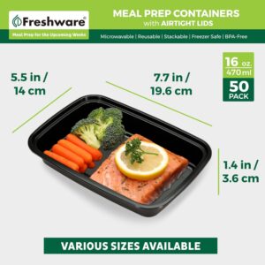 Freshware Meal Prep Containers [50 Pack] 1 Compartment Food Storage Containers with Lids, Bento Box, BPA Free, Stackable, Microwave/Dishwasher/Freezer Safe (16 oz) - Image 2