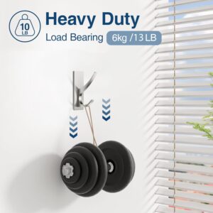 Self Adhesive Towel Hooks: Extra Strong 13LB, Stainless Hook for Hanging Loofah, Towels, Coat, Bath Robe Bathroom Shower, Brushed Nickel, 4 Pack - Image 3