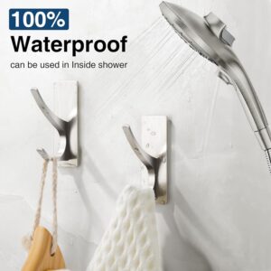 Self Adhesive Towel Hooks: Extra Strong 13LB, Stainless Hook for Hanging Loofah, Towels, Coat, Bath Robe Bathroom Shower, Brushed Nickel, 4 Pack - Image 4