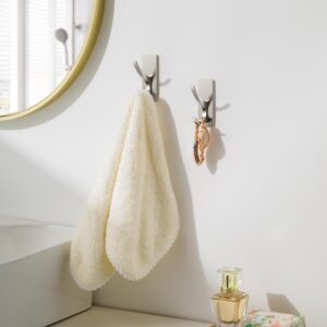 Self Adhesive Towel Hooks: Extra Strong 13LB, Stainless Hook for Hanging Loofah, Towels, Coat, Bath Robe Bathroom Shower, Brushed Nickel, 4 Pack - Image 6