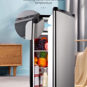 FOHERE 3.2 Cu. Ft Small Refrigerator with Freezer, Compact Mini Fridge with 7 Level Temperature Control, Removable Glass Shelves for Bedroom, Office, Dorm, Stainless Steel, BC-90U-E - Image 6