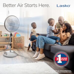 Lasko Oscillating Adjustable Pedestal Stand Fan with Timer and Remote for Indoor, Bedroom, Living Room, Home Office & College Dorm Use, 16 Inch, White, 1646 - Image 2