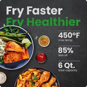 CHEFMAN 6 Quart Dual Basket Air Fryer Oven with Easy View Windows, Sync Finish, Hi-Fry, Auto Shutoff, 2 Independent 3Qt Nonstick Dishwasher Safe Frying Baskets, Digital Double Air Fryer - Black - Image 3