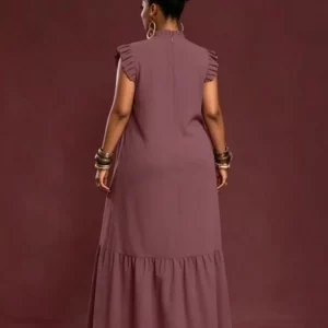 New European And American plus Size Women's Casual Work Elegant Skirt Dress with Pleated Texture Large Swing Hemline - Image 2