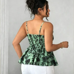 Elegant Floral Print Camisole Top, Women Summer Sleeveless Top for Beach Vacation Dating Shopping Daily Wear - Image 4