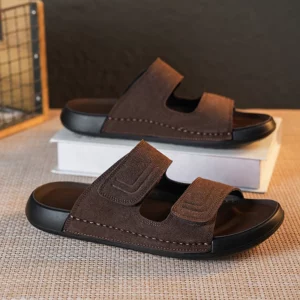 Men's casual slippers summer breathable lightweight soft sole outdoor beach walking shoes slip on slide comfort fashion slippers - Image 1