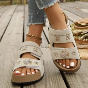 Summer 2026 Women's Thick Heel Slip-On Shoes Double Strap Casual round Toe Rubber Bottom Outdoor Slippers - Image 2