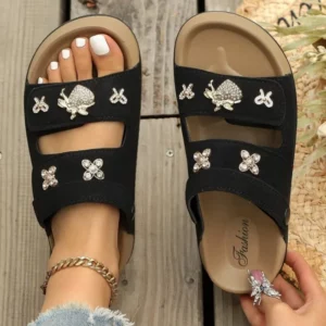 Summer 2026 Women's Thick Heel Slip-On Shoes Double Strap Casual round Toe Rubber Bottom Outdoor Slippers - Image 3