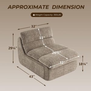 Furnimart High Density Foam Bean Bag Chair for Adults, XXL Boneless Floor Lounger with Ergonomic Back Support, No Sag Compression Foam, No Assembly, Washable Chenille Cover (Taupe) - Image 2
