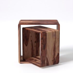 Relso Cascade Nesting Tables for Living Room with Premium Sheesham Wood Construction | Nesting End Tables with Smooth Curved Edges for Safety and Sophistication | Solid Wood Nesting Tables Set of 2 - Image 8
