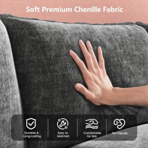 Marsail Modular Sectional Sofa 110.6" U-Shaped Modern Comfy Cloud Couch, 5-Seat Chenille Deep Seat Sofa with Throw Pillow & Movable Ottoman for Living Room, Bedroom and Apartment, Slate Gray - Image 7