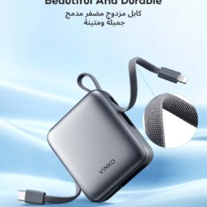 VINKO V9 10000mAh Mini Power Bank,22.5W Fast Charging,Pocket-size, Built-in Cable Lightning+Type-c,Two-Way Charging with Usb-C Integrated Cable, One Usb-C Port, Smart Digital Display,Mobile Power - Image 6