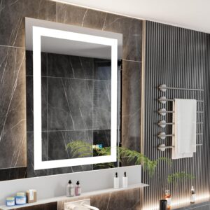 20x28inches Rectangle LED Mirror, Smart Bathroom Mirror with Lights, Anti-Fog, Tempered Glass, 3 Colors Dimmable, Front and Backlit, CRI 90+, Wall Mounted, Memory Function - Image 2