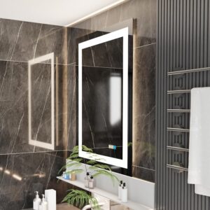 20x28inches Rectangle LED Mirror, Smart Bathroom Mirror with Lights, Anti-Fog, Tempered Glass, 3 Colors Dimmable, Front and Backlit, CRI 90+, Wall Mounted, Memory Function - Image 3